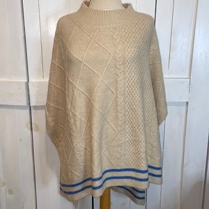 Free People Harbour Striped Cable Knit Poncho
